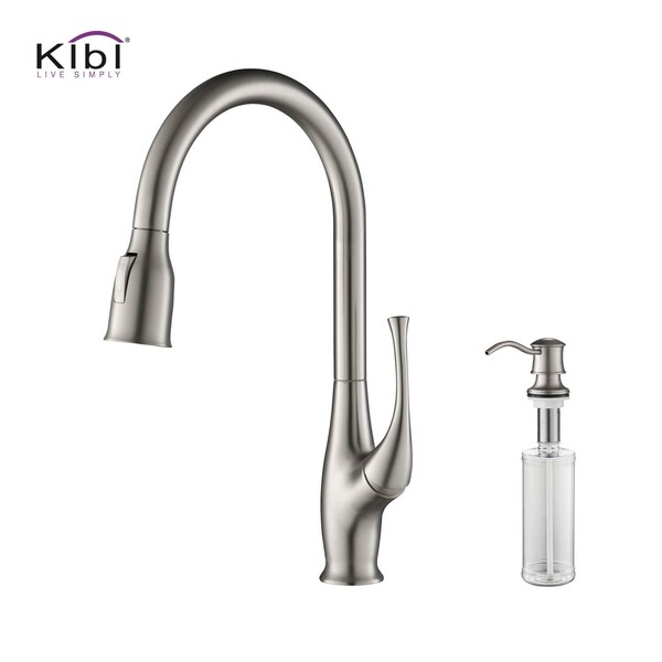 Kibi Cedar Single Handle Pull Down Kitchen Sink Faucet with Soap Dispenser C-KKF2010BN-KSD101BN - main